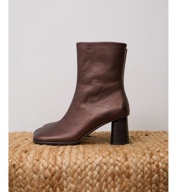 SALON adam et rope'「【WEB限定】レザースクエアトゥヒールショートブーツ」|ロングブーツ|メタリック(96)