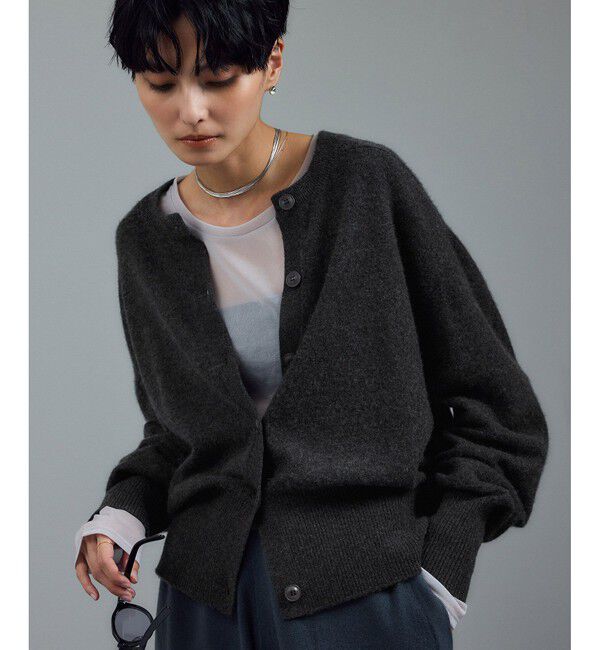 SALON adam et rope'「カシミヤクルーネックニットカーディガン」|カーディガン|チャコール(06)