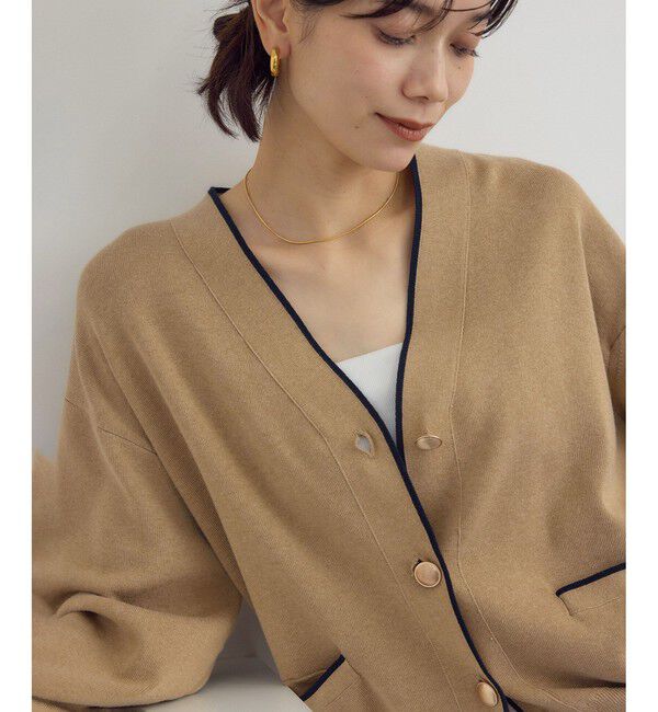 SALON adam et rope'「【WEB限定】メタルボタンスウェットライクラインカーディガン 3」|カーディガン|