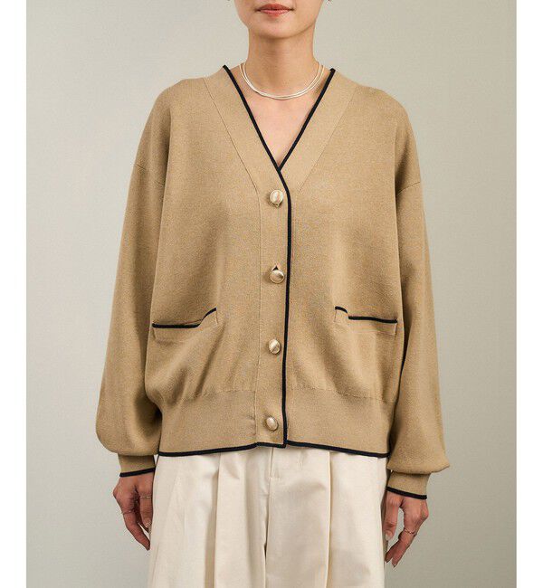 SALON adam et rope'「【WEB限定】メタルボタンスウェットライクラインカーディガン 3」|カーディガン|