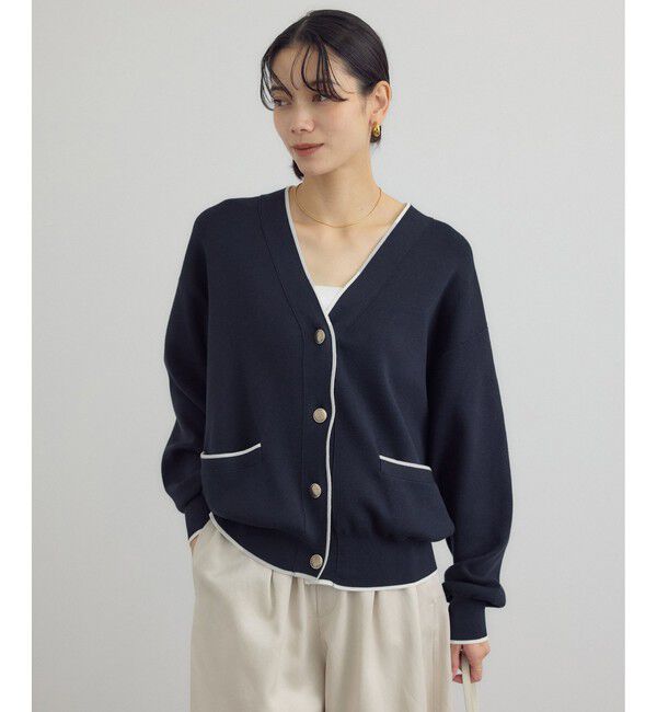 SALON adam et rope'「【WEB限定】メタルボタンスウェットライクラインカーディガン 3」|カーディガン|
