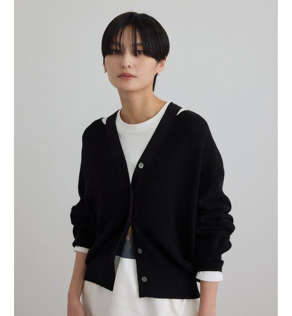 SALON adam et rope'「【WEB限定】コットンシルクネックスリットVネックカーディガン」|カーディガン|