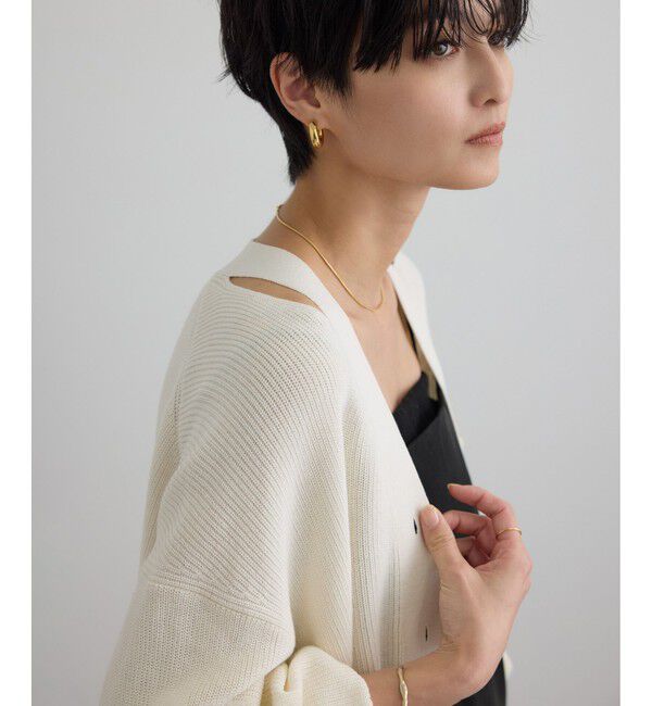 SALON adam et rope'「【WEB限定】コットンシルクネックスリットVネックカーディガン」|カーディガン|オフホワイト(15)