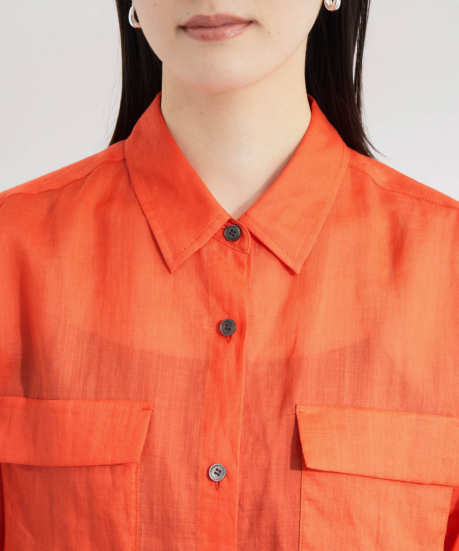 ROPE「【洗える】ラミーフラップポケットシアーシャツ/一部カラーセットアップ対応」|シャツ・ブラウス|