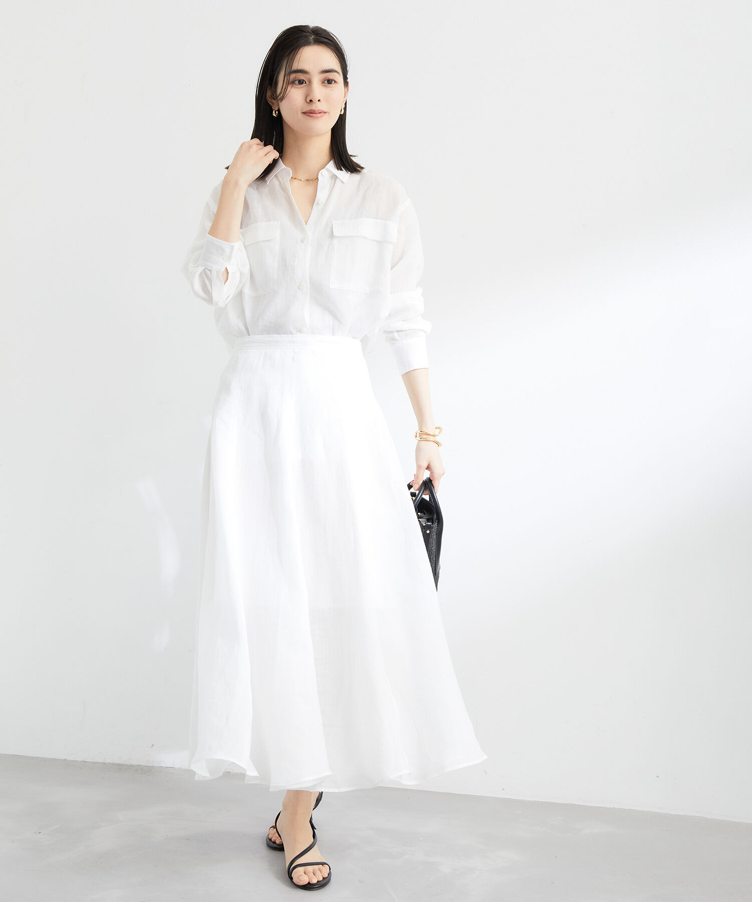 ROPE「【洗える】ラミーフラップポケットシアーシャツ/一部カラーセットアップ対応」|シャツ・ブラウス|