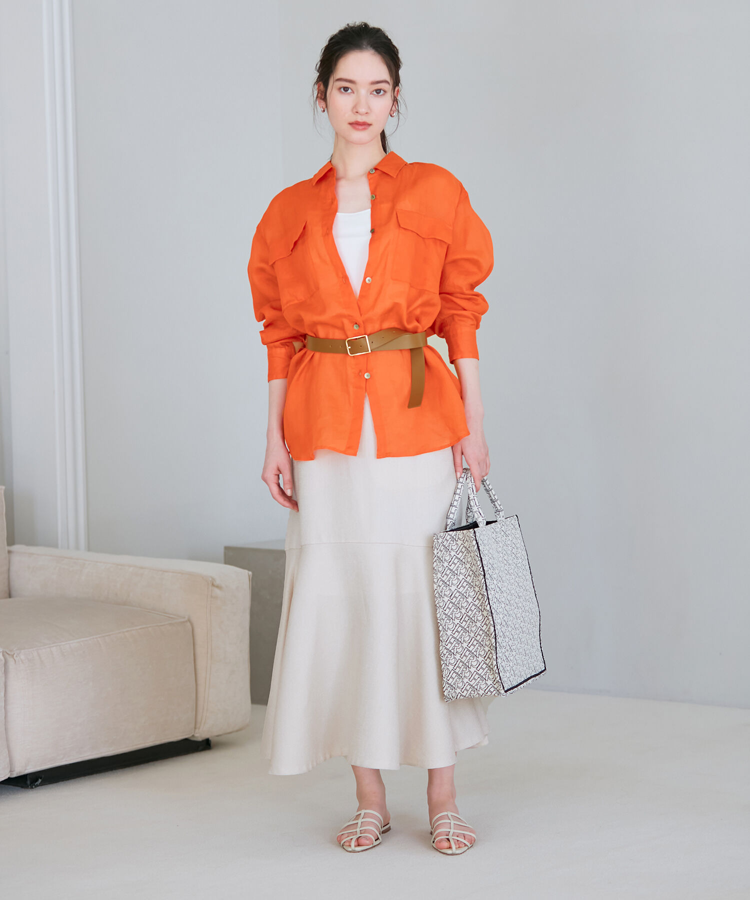 ROPE「【洗える】ラミーフラップポケットシアーシャツ/一部カラーセットアップ対応」|シャツ・ブラウス|