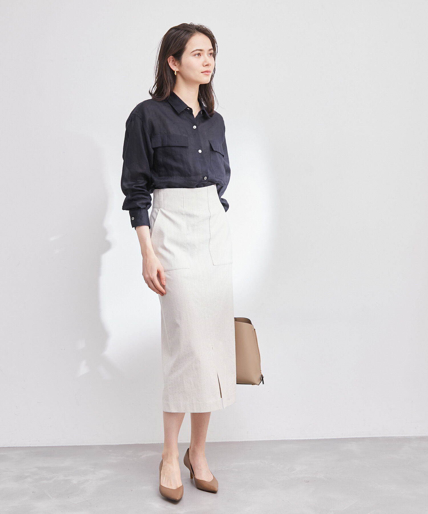 ROPE「【洗える】ラミーフラップポケットシアーシャツ/一部カラーセットアップ対応」|シャツ・ブラウス|