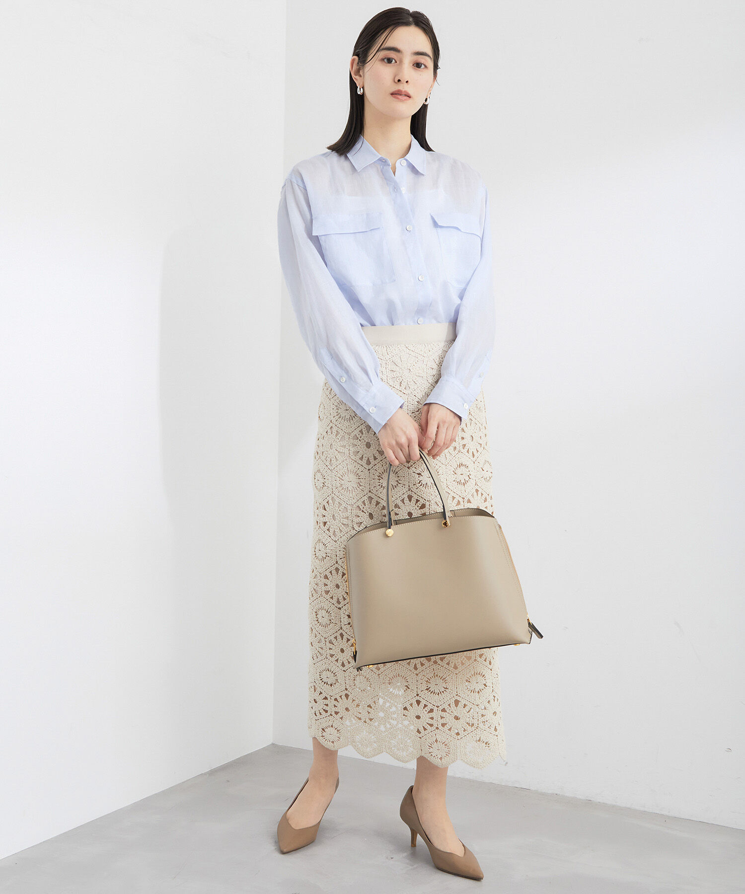 ROPE「【洗える】ラミーフラップポケットシアーシャツ/一部カラーセットアップ対応」|シャツ・ブラウス|