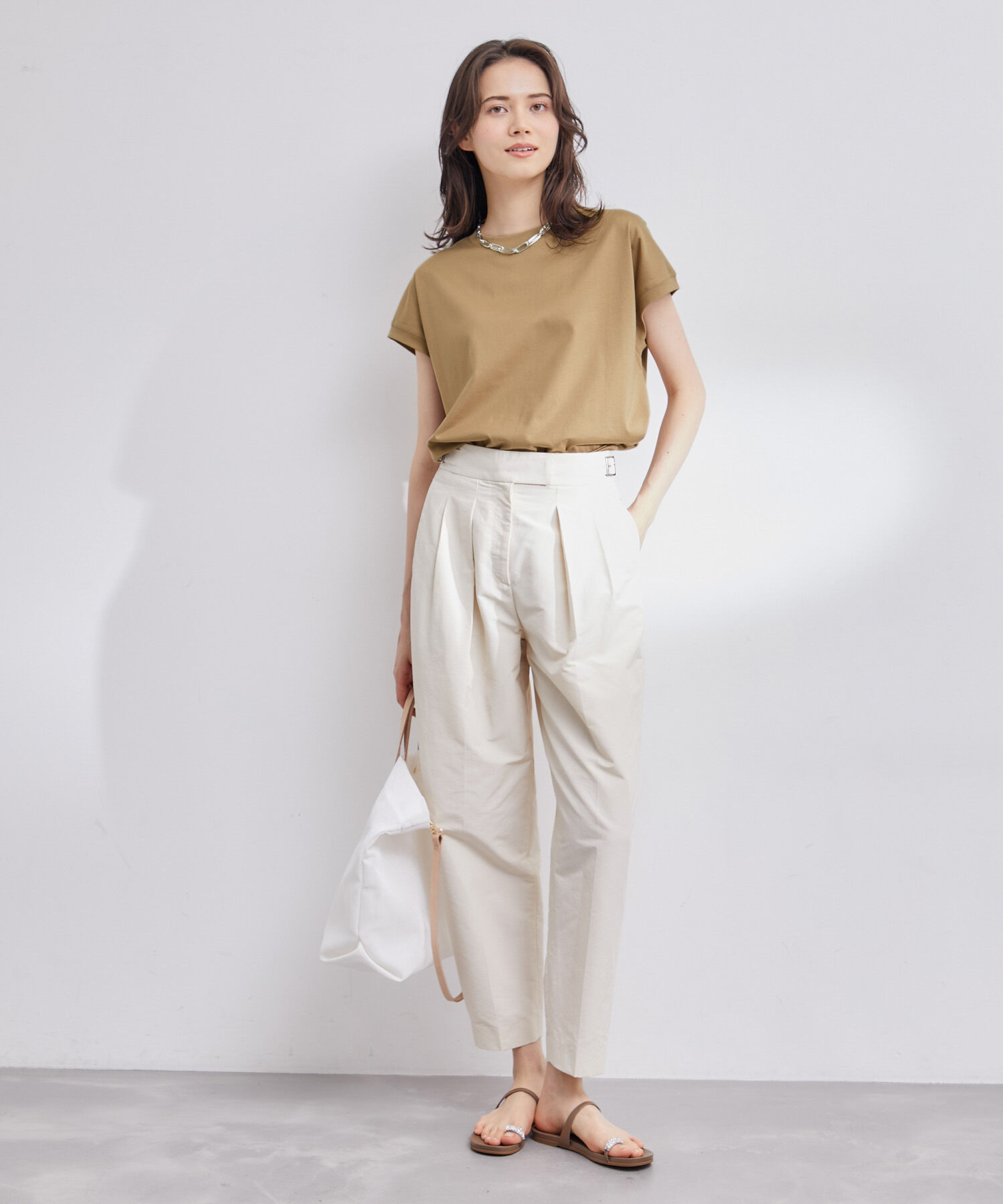 ROPE「【新色追加】【洗える】アームレットキャップスリーブTシャツ」|Tシャツ・カットソー|