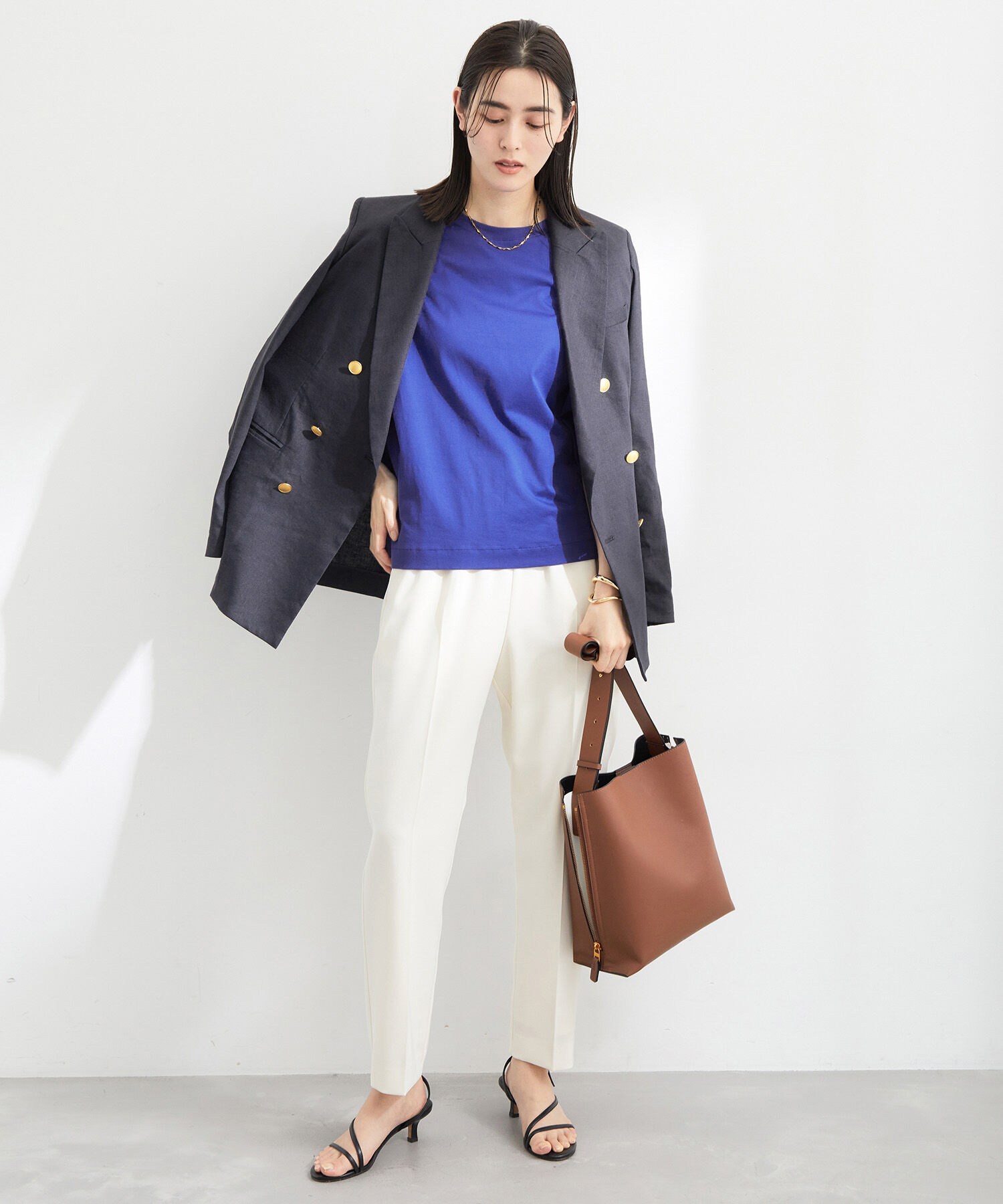 ROPE「【新色追加】【洗える】アームレットキャップスリーブTシャツ」|Tシャツ・カットソー|