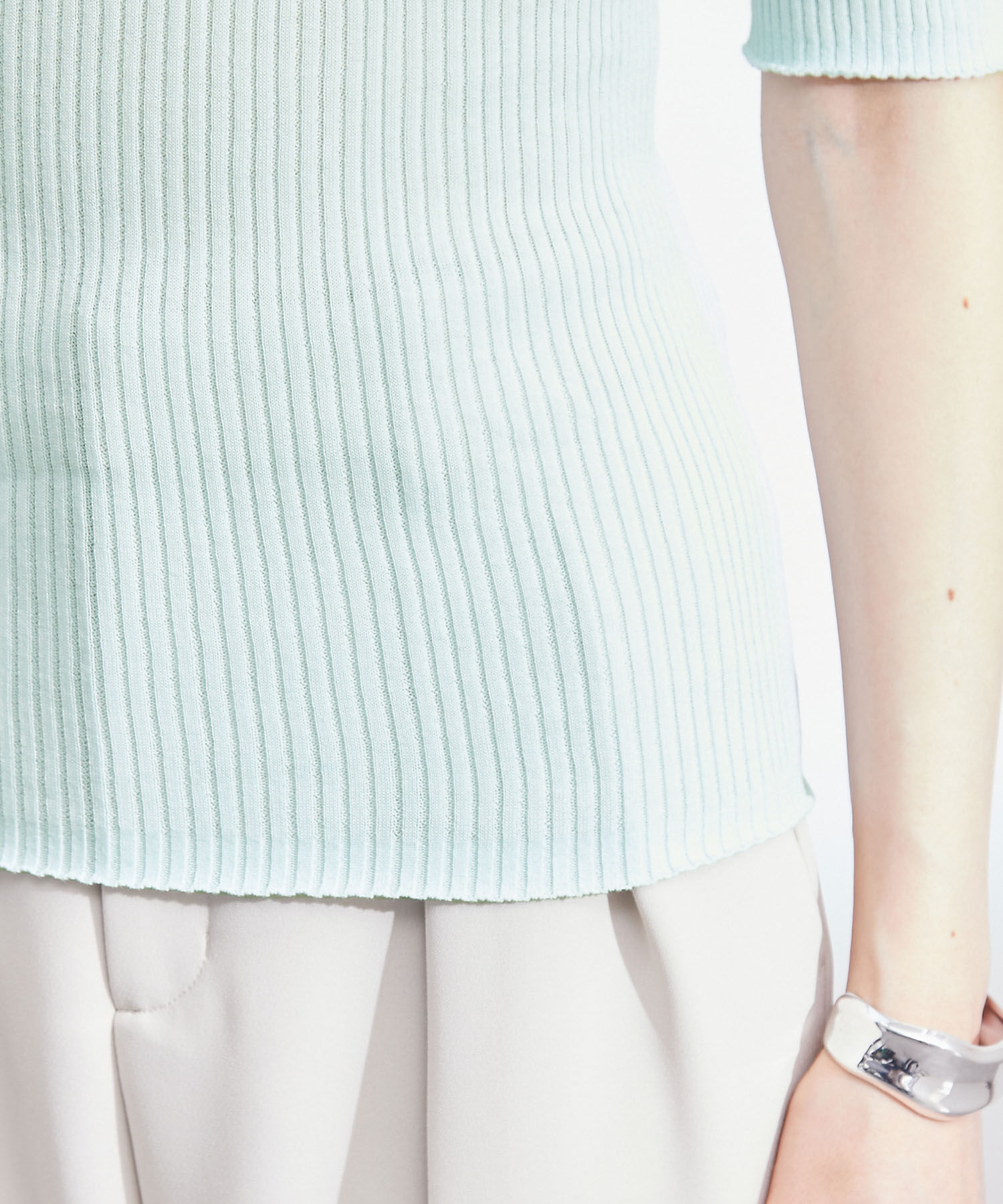 ROPE「【洗える】ホールガーメントリブ5分袖プルオーバー」|ニット・セーター|