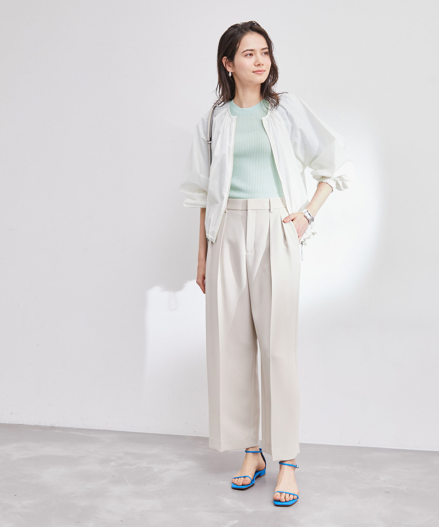 ROPE「【洗える】ホールガーメントリブ5分袖プルオーバー」|ニット・セーター|