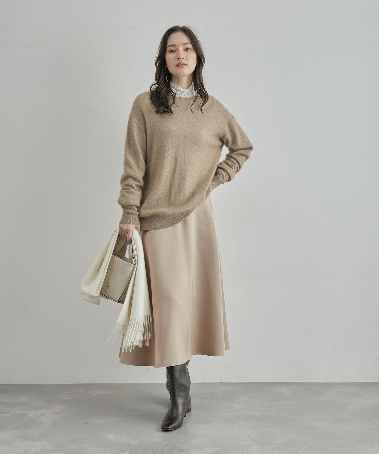 ROPE「サテンフレアスカート（無地/花柄）」|スカート|