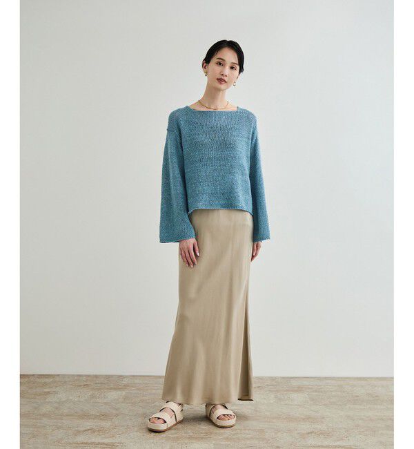 ROPE「【洗える】スラブリネン ボートネックプルオーバー」|ニット・セーター|