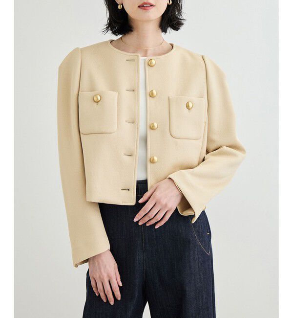 ROPE「金ボタンニットジャケット」|ノーカラージャケット|