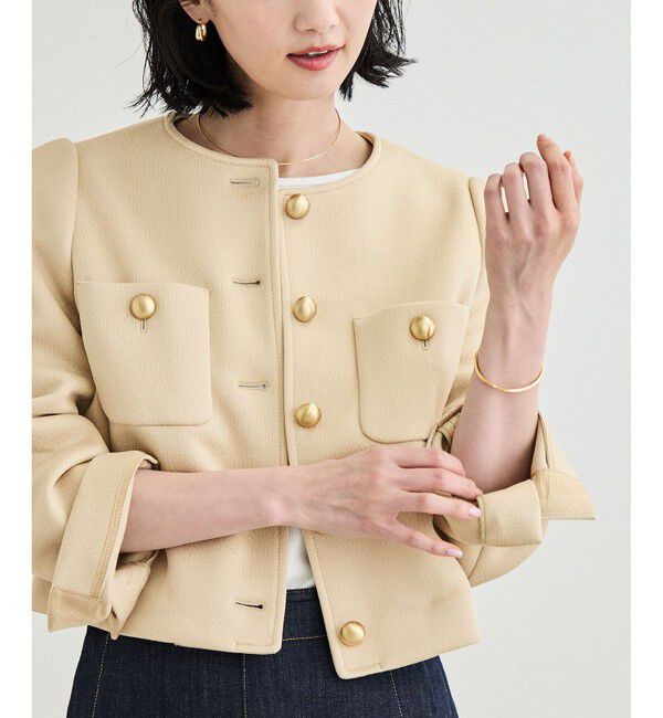 ROPE「金ボタンニットジャケット」|ノーカラージャケット|