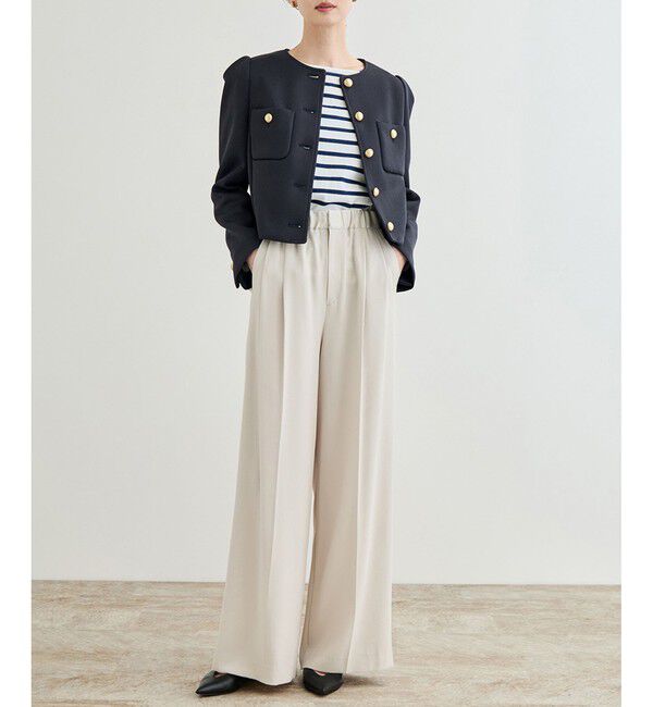 ROPE「金ボタンニットジャケット」|ノーカラージャケット|