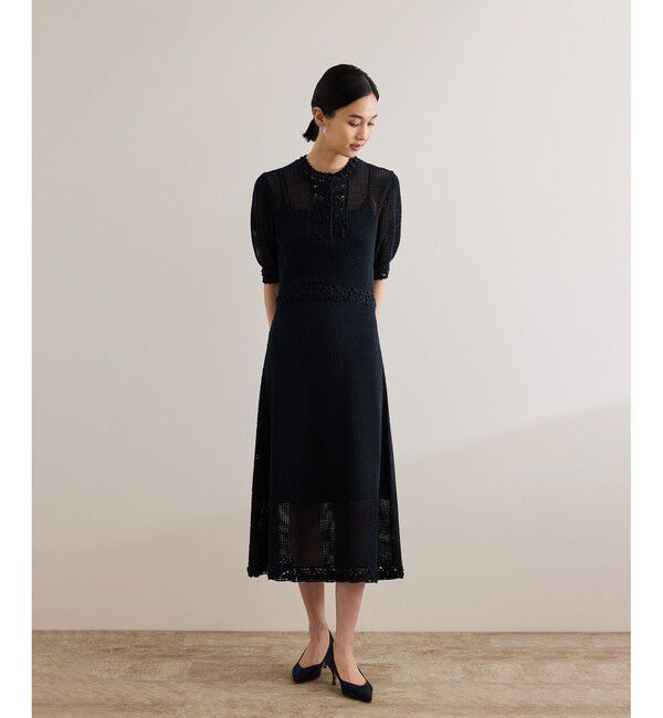 ROPE「クロシェニットワンピース/洗える」|ワンピース|