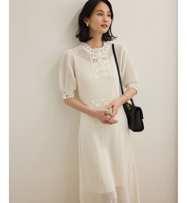 ROPE「クロシェニットワンピース/洗える」|ワンピース|