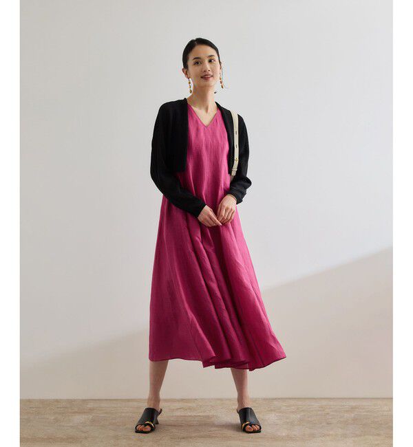 ROPE「【洗える】ブライトリネン パッチワンピース」|ワンピース|