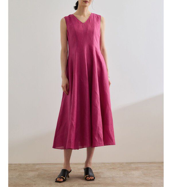 ROPE「【洗える】ブライトリネン パッチワンピース」|ワンピース|