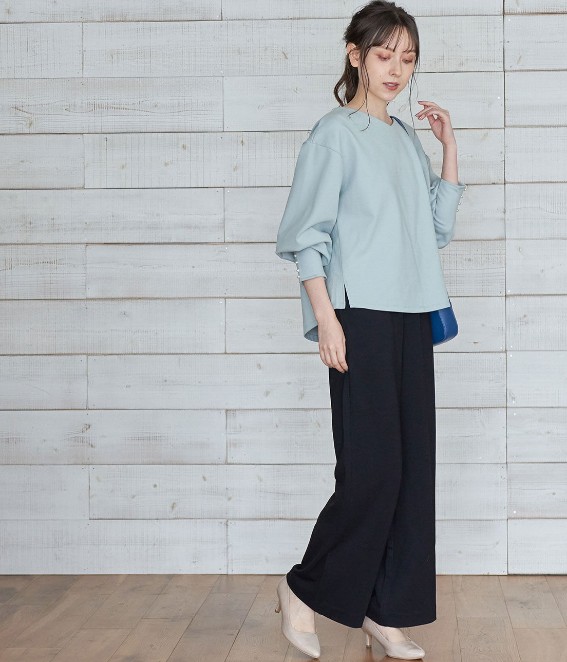 VIS「【WEB限定Lサイズ】ポンチイージーワイドパンツ」|スラックス|