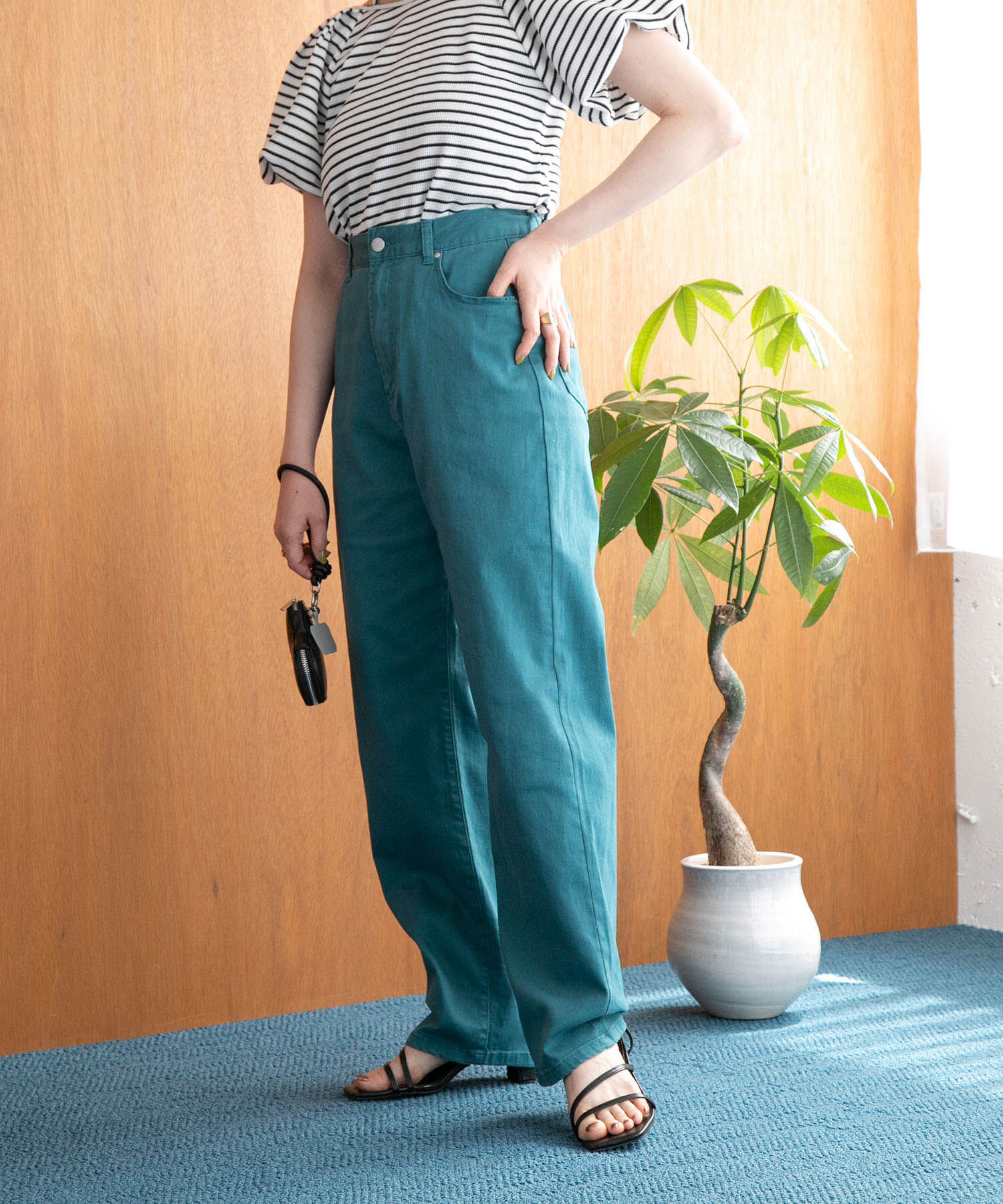 VIS「ツイル＆デニムストレートパンツ」|デニム|