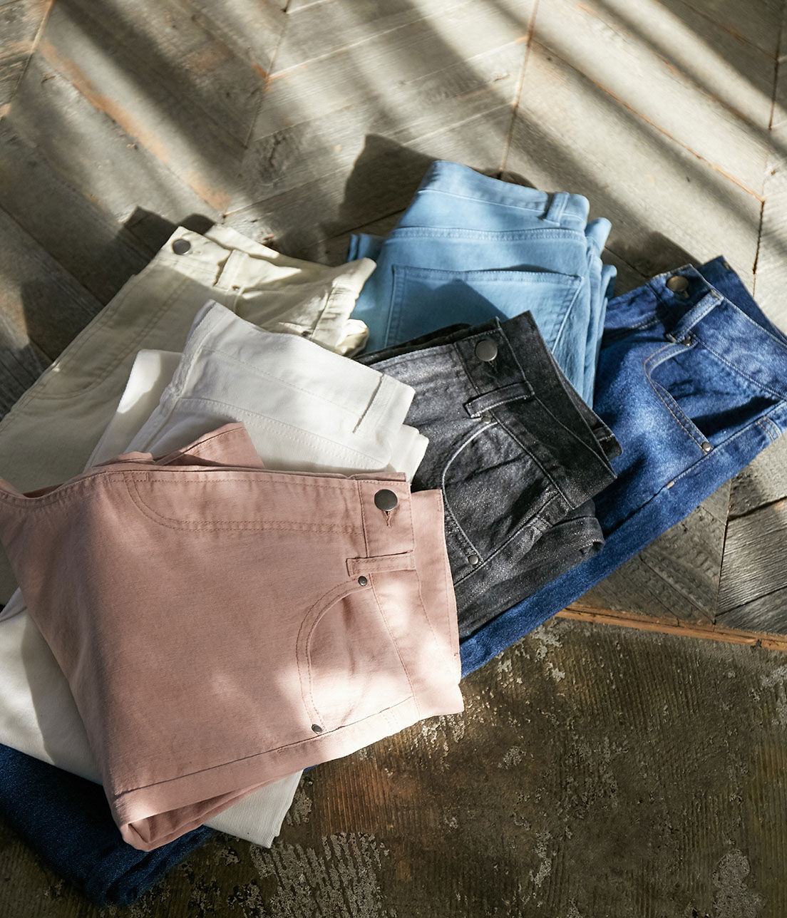 VIS「ツイル＆デニムストレートパンツ」|デニム|