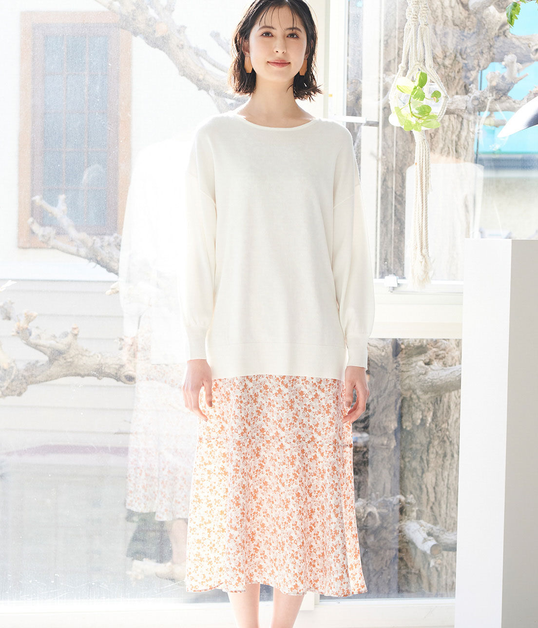 VIS「【Bi-Tan　美短】【SET】バックシャンニットレイヤードセットワンピース」|ワンピース|