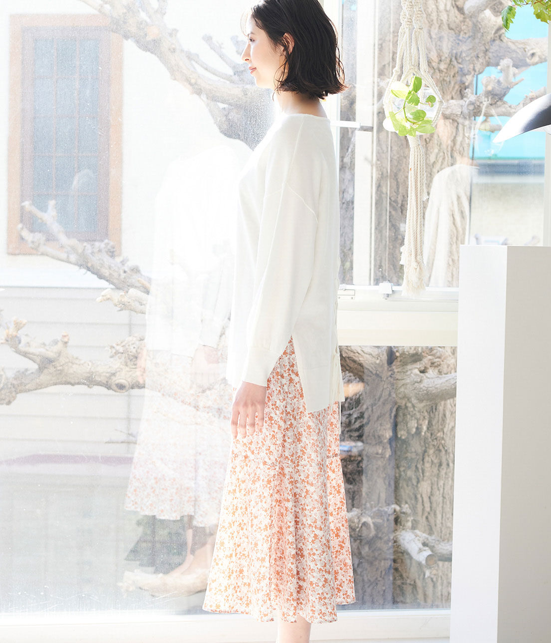 VIS「【Bi-Tan　美短】【SET】バックシャンニットレイヤードセットワンピース」|ワンピース|