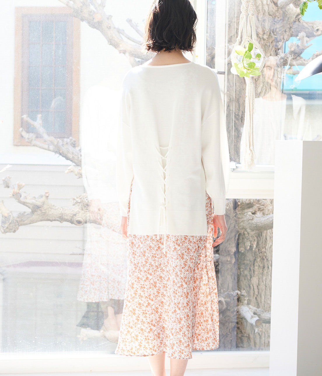 VIS「【Bi-Tan　美短】【SET】バックシャンニットレイヤードセットワンピース」|ワンピース|