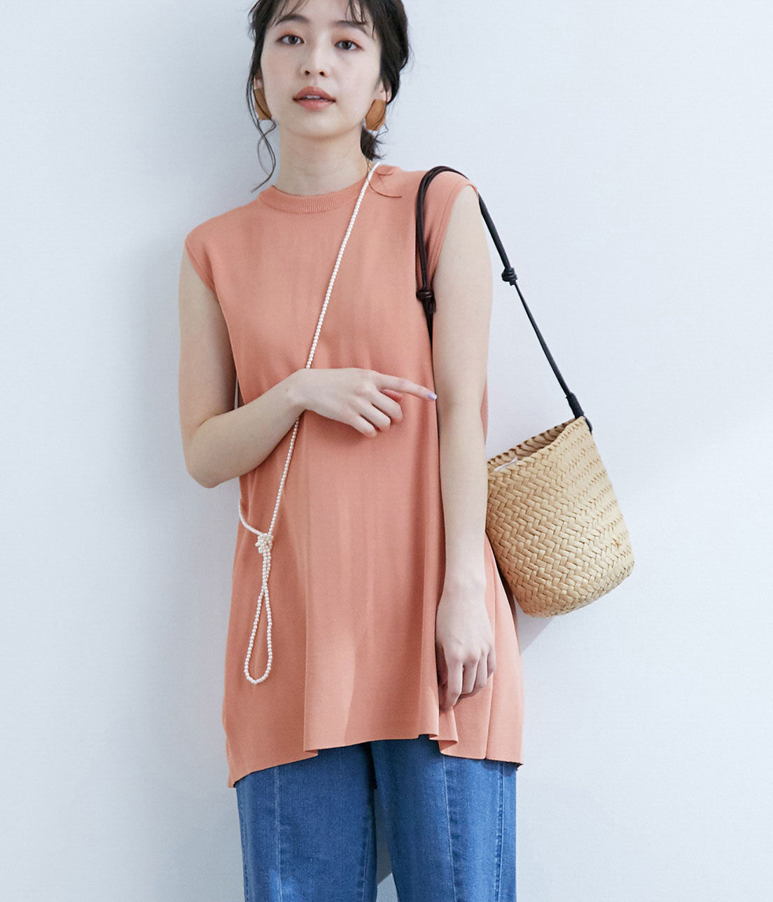 VIS「【TV着用】バックデザイン肩タックチュニックプルオーバー」|その他|オレンジ(70)