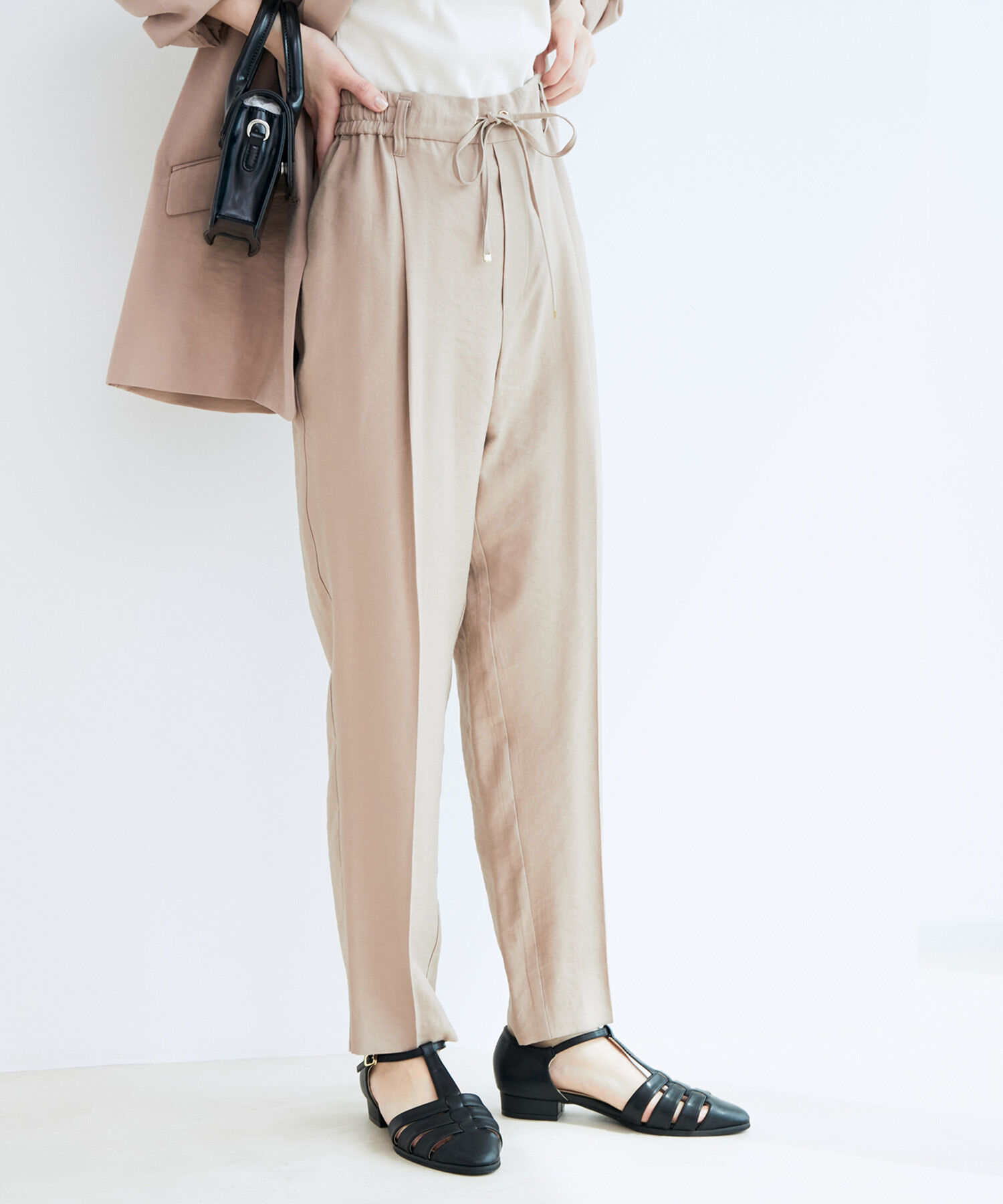 VIS「【新色追加】【接触冷感・洗える】リネンライクイージーパンツ【セットアップ対応】」|スラックス|