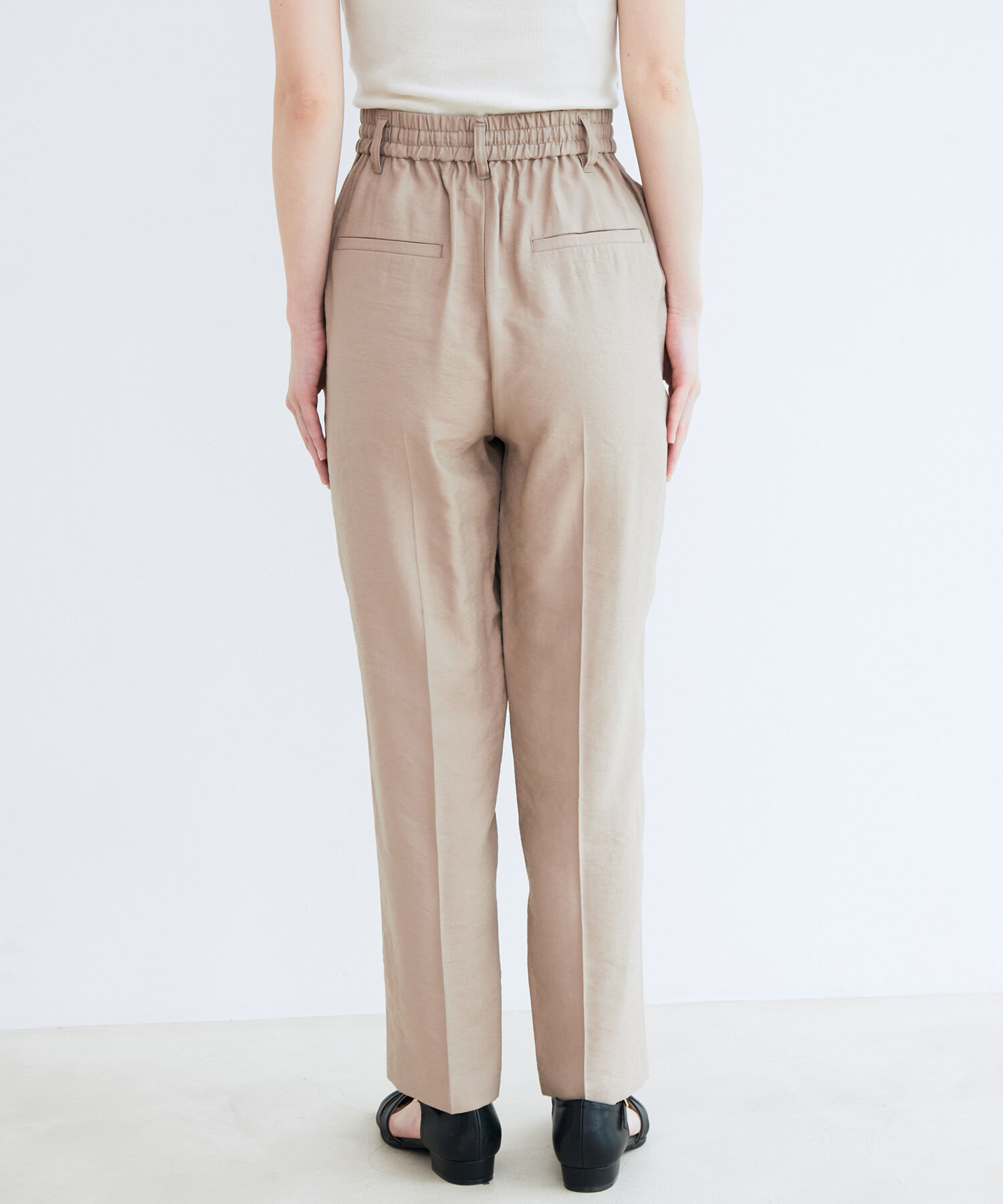 VIS「【新色追加】【接触冷感・洗える】リネンライクイージーパンツ【セットアップ対応】」|スラックス|