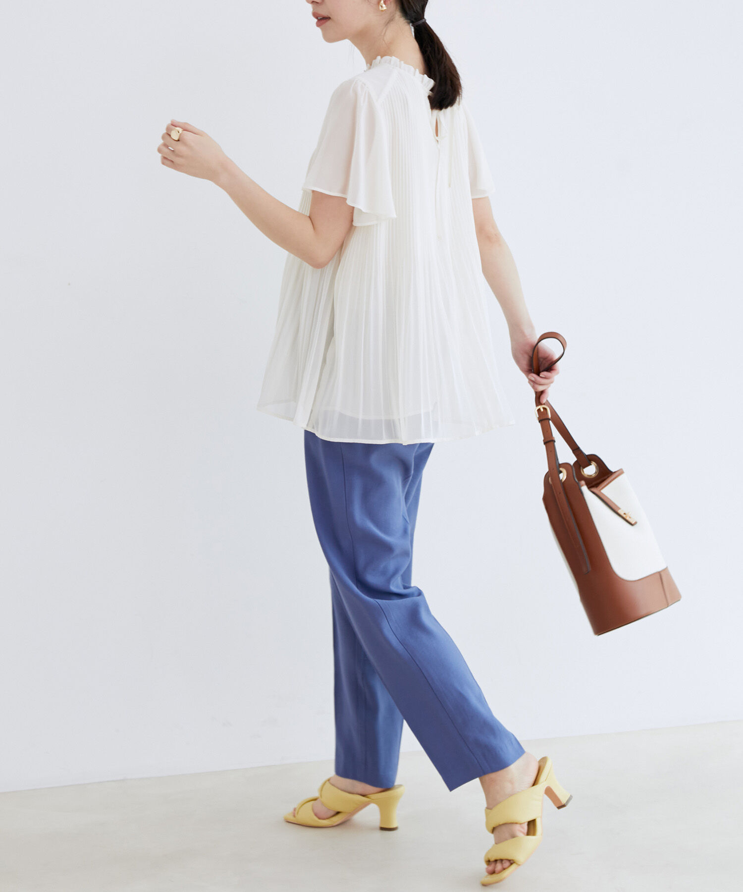 VIS「【新色追加】【接触冷感・洗える】リネンライクイージーパンツ【セットアップ対応】」|スラックス|