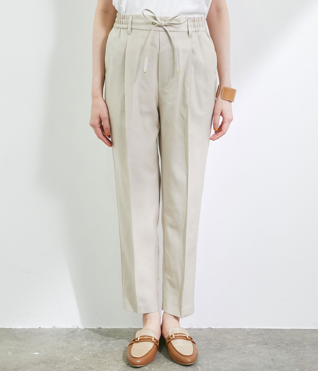 VIS「【新色追加】【接触冷感・洗える】リネンライクイージーパンツ【セットアップ対応】」|スラックス|