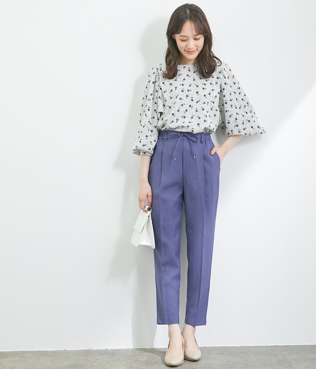 VIS「【新色追加】【接触冷感・洗える】リネンライクイージーパンツ【セットアップ対応】」|スラックス|