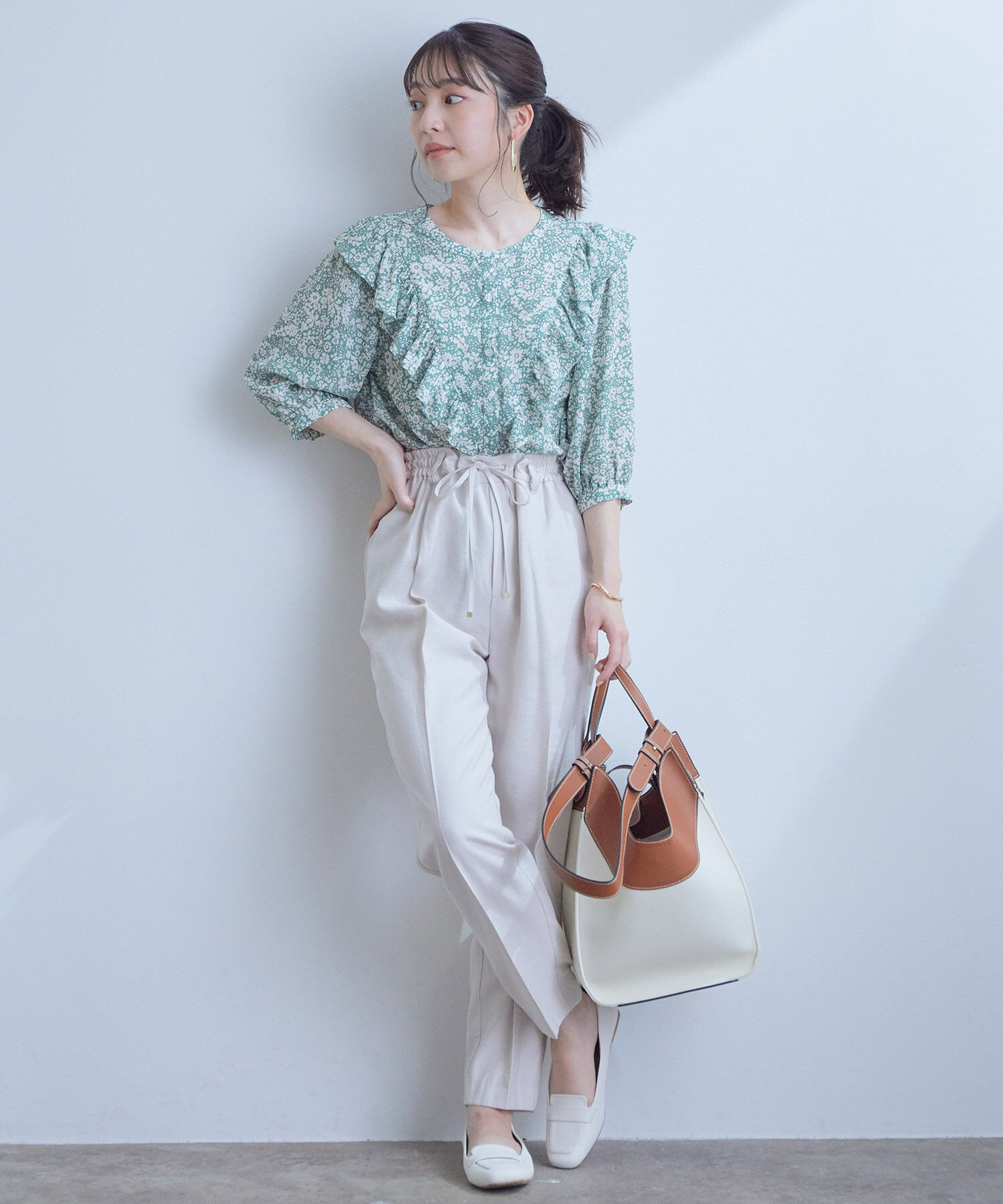 VIS「【新色追加】【接触冷感・洗える】リネンライクイージーパンツ【セットアップ対応】」|スラックス|