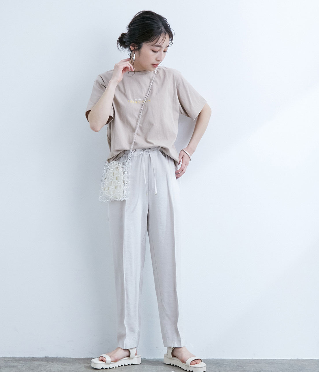 VIS「【新色追加】【接触冷感・洗える】リネンライクイージーパンツ【セットアップ対応】」|スラックス|