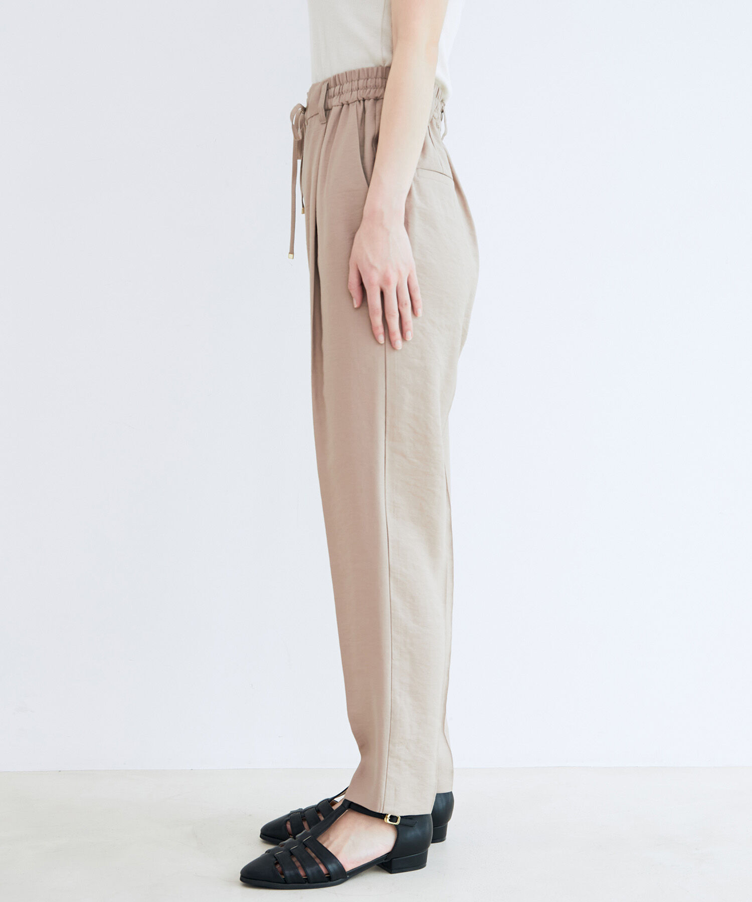 VIS「【新色追加】【接触冷感・洗える】リネンライクイージーパンツ【セットアップ対応】」|スラックス|
