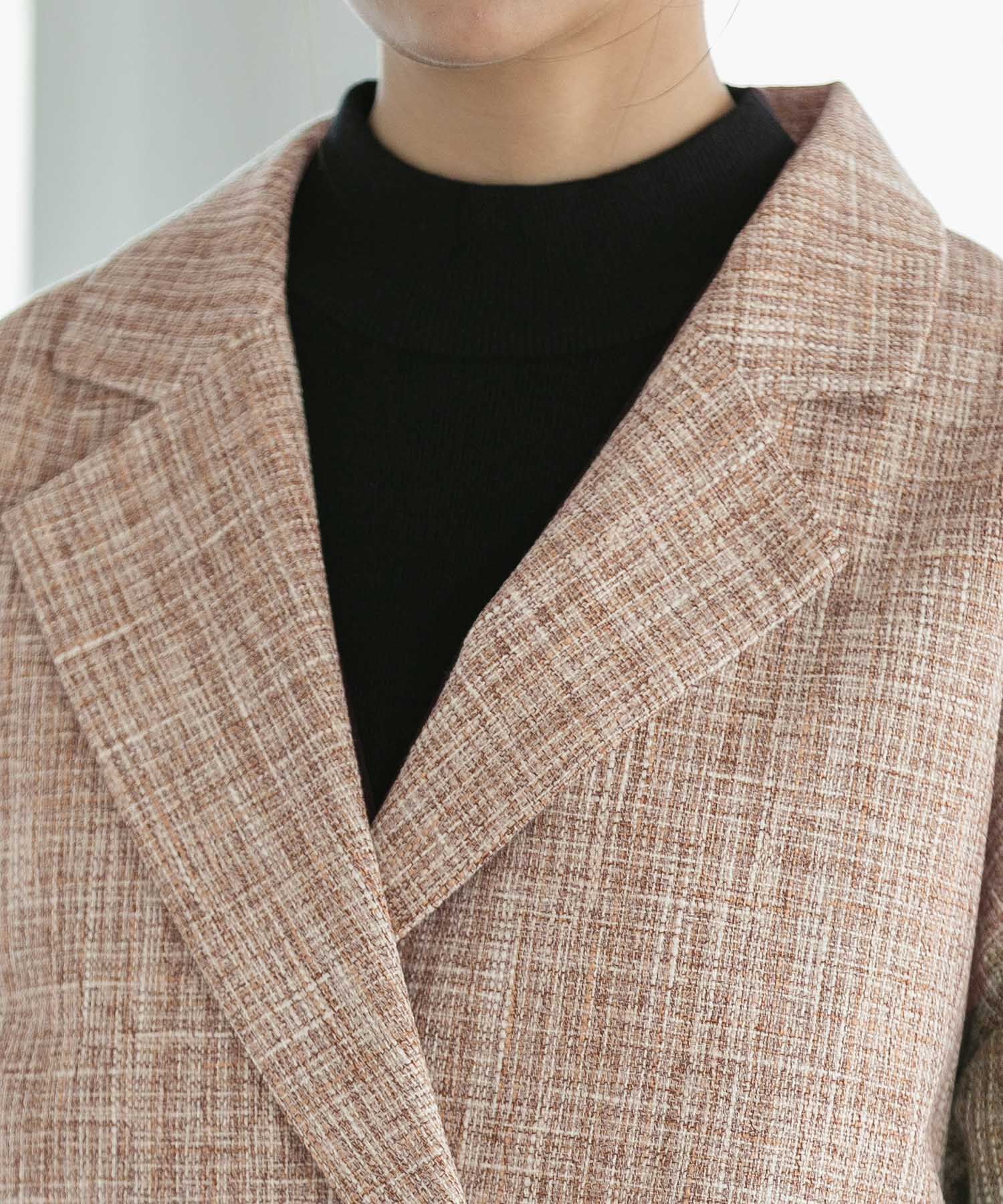 VIS「【セットアップ対応】カラーツイードゆるジャコット」|チェスターコート|