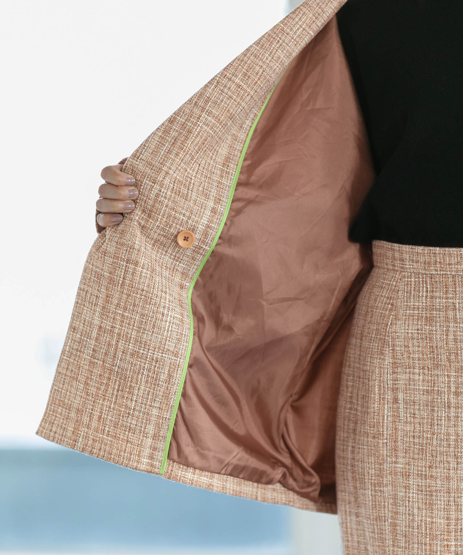 VIS「【セットアップ対応】カラーツイードゆるジャコット」|チェスターコート|