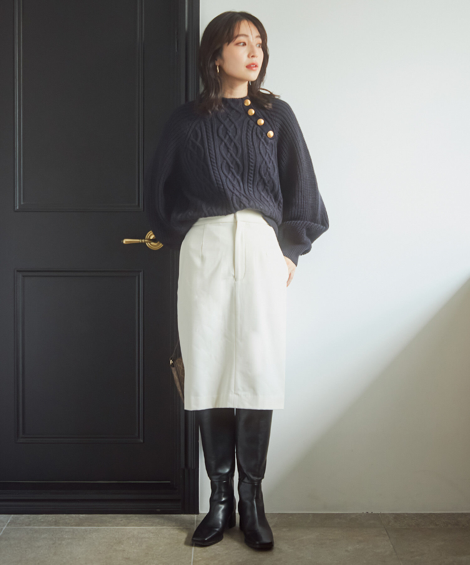 VIS「【HOT BEAUTY STRETCH】暖かく動きやすいタイトスカート」|スカート|