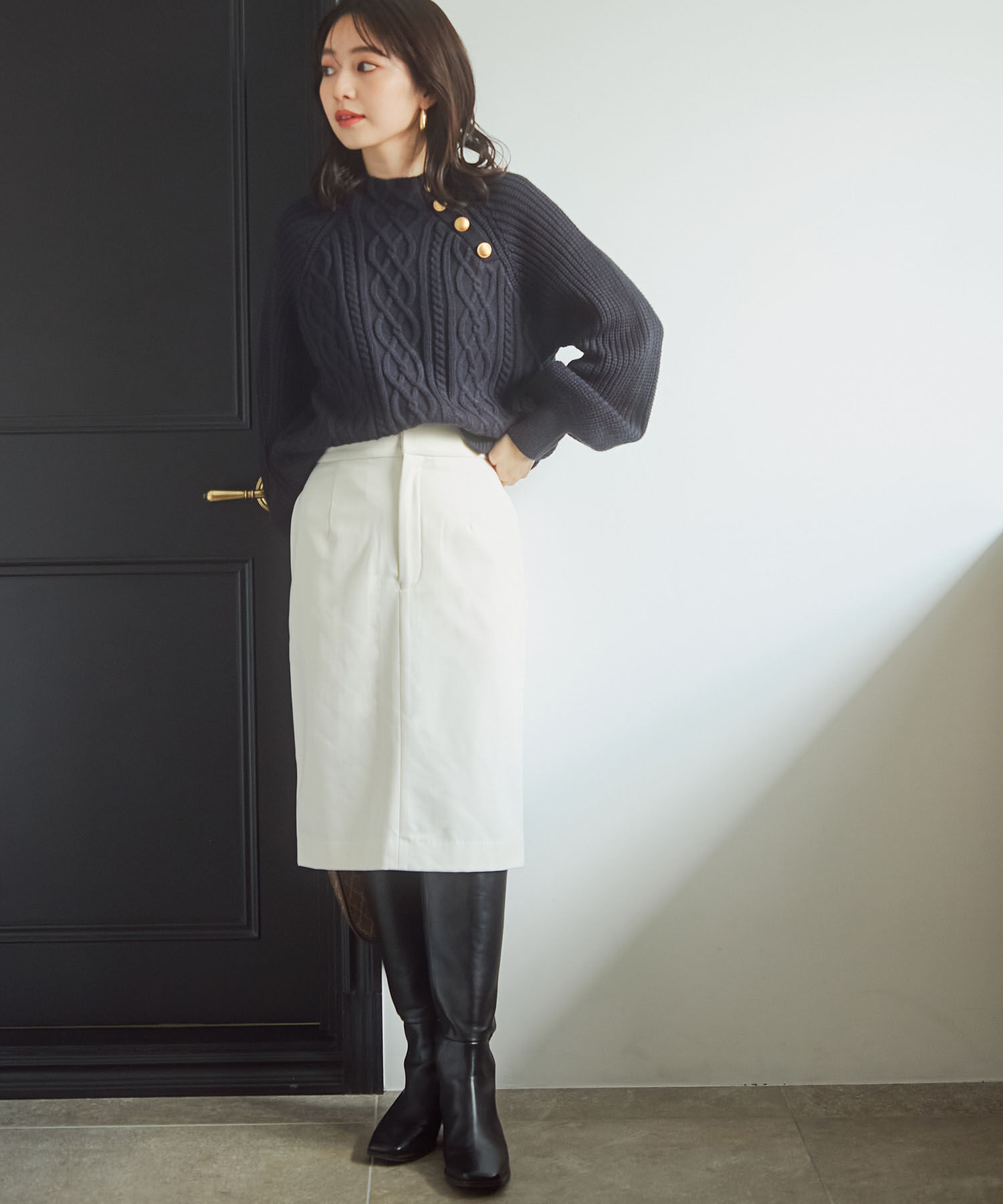 VIS「【HOT BEAUTY STRETCH】暖かく動きやすいタイトスカート」|スカート|