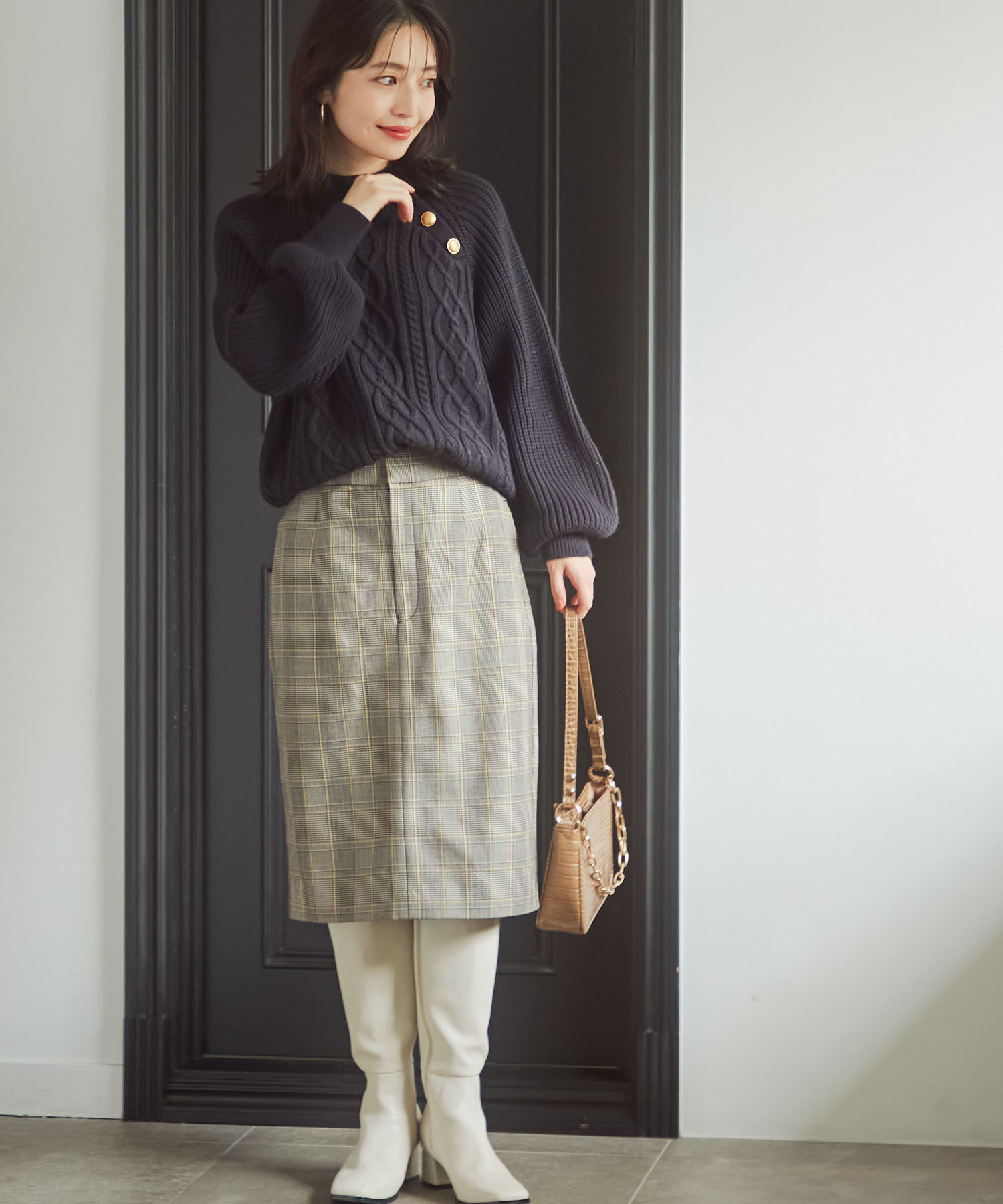 VIS「【HOT BEAUTY STRETCH】暖かく動きやすいタイトスカート」|スカート|