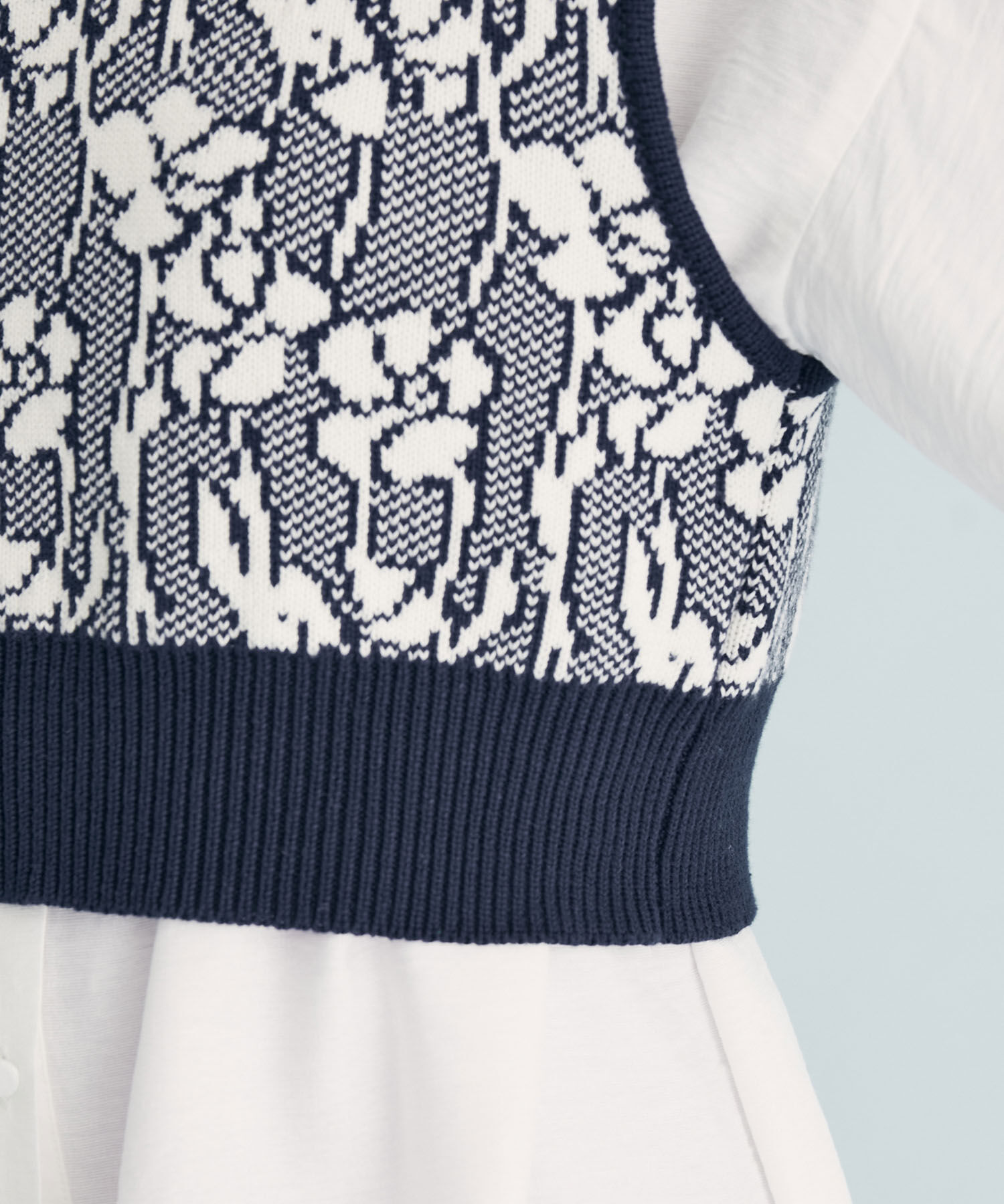 VIS「花柄/無地ジャガードニットベスト」|ベスト・ジレ|