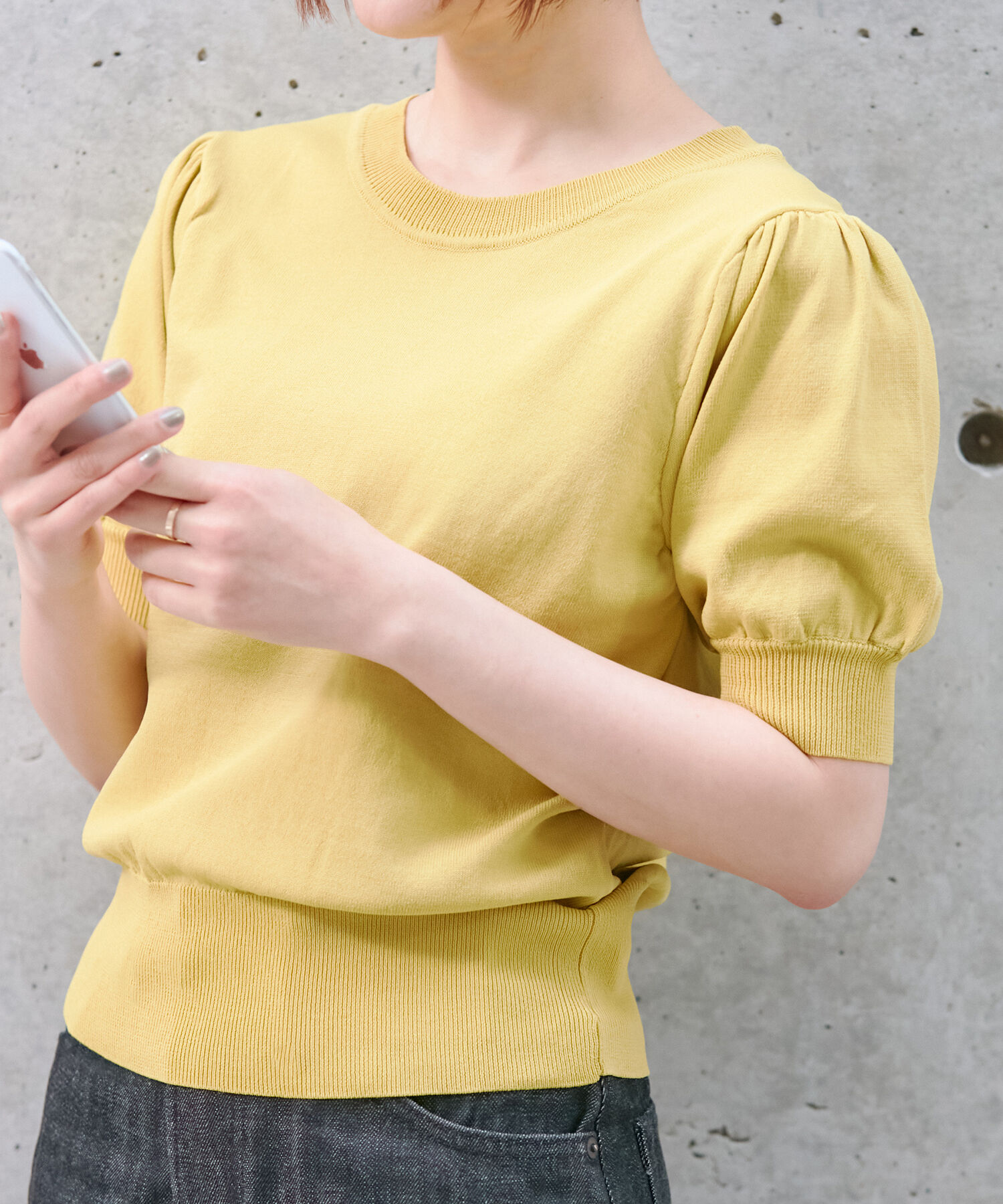 vis-a-vis「【WEB限定】前後2WAYレースコンビニット」|ニット・セーター|イエロー(80)