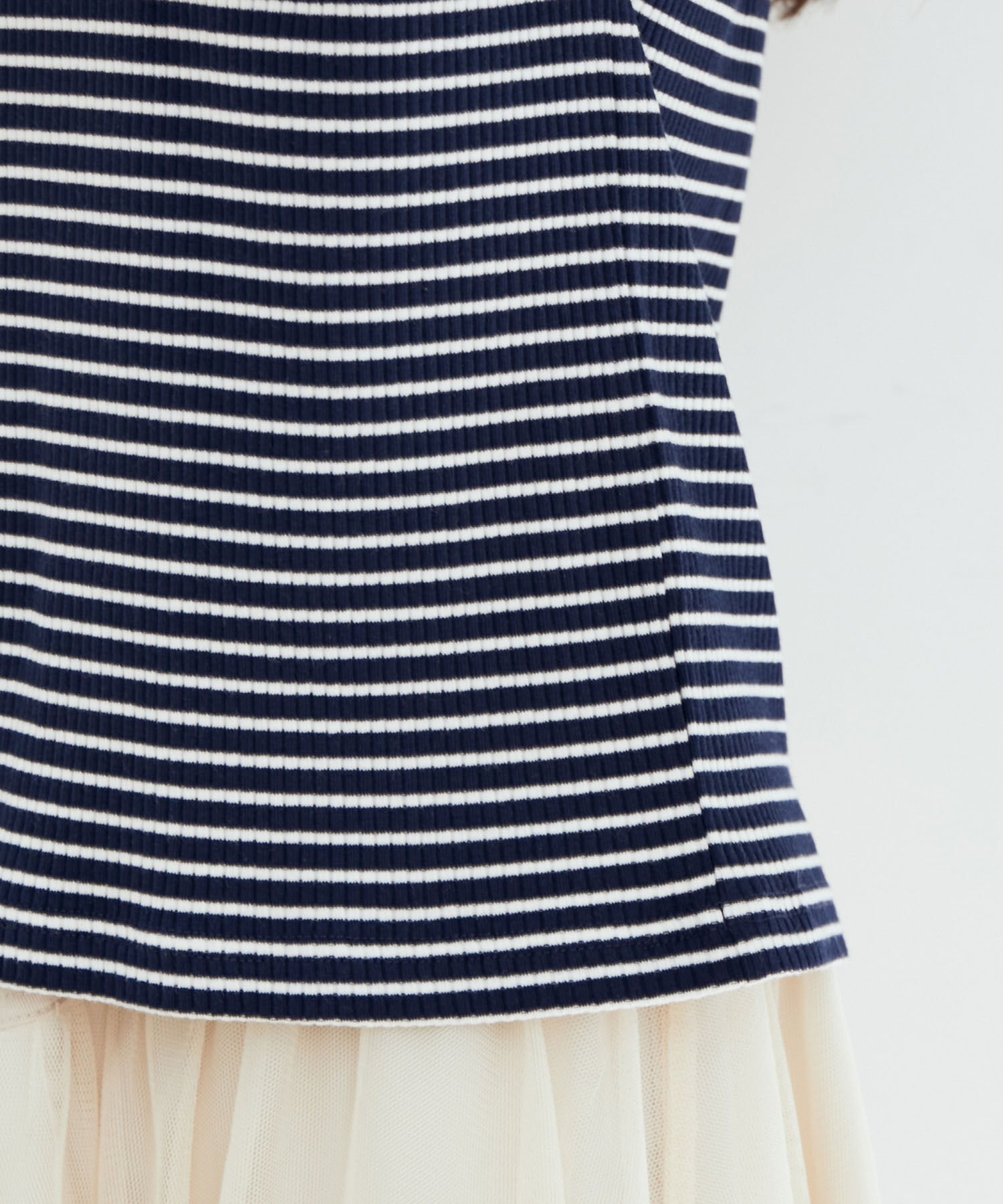 vis-a-vis「【WEB限定】前後２WAYスナップ釦付きフレンチスリーブボーダープルオーバー」|Tシャツ・カットソー|