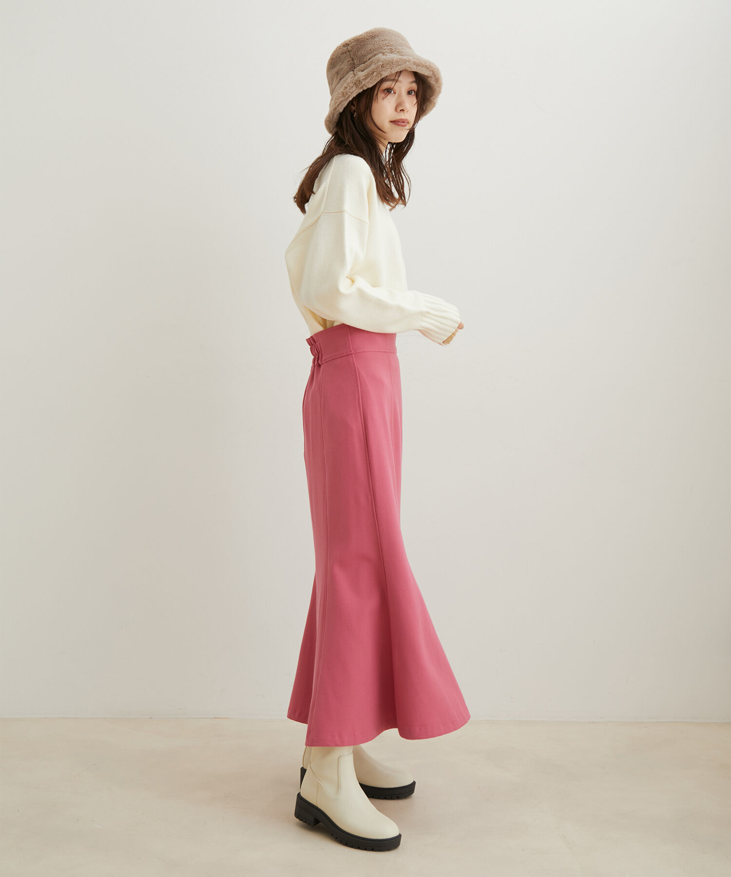 VIS「【HOT BEAUTY STRETCH】チェック＆無地マーメイドスカート【洗える】」|スカート|