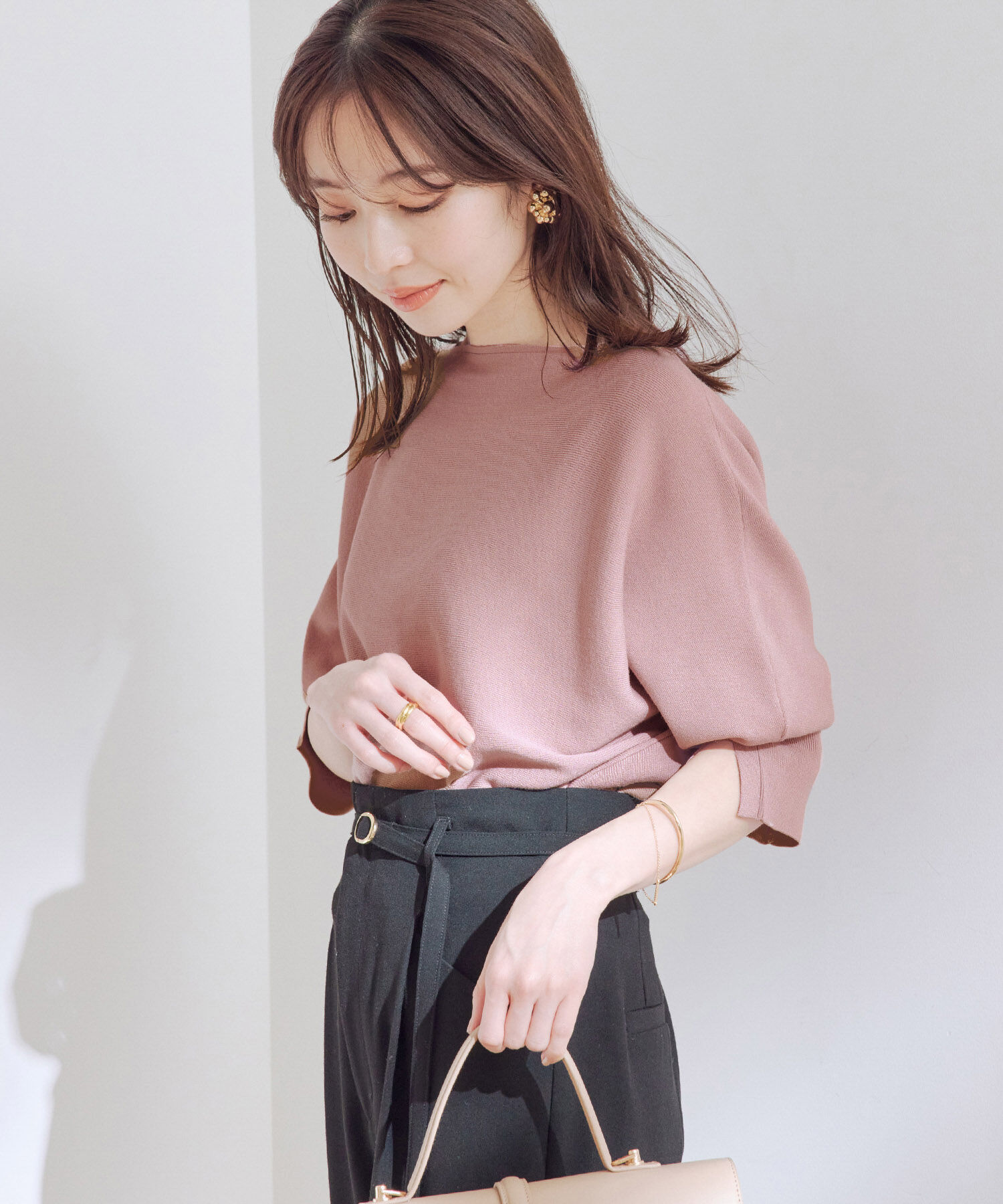 VIS「エコベロドルマン七分袖ニット」|ニット・セーター|